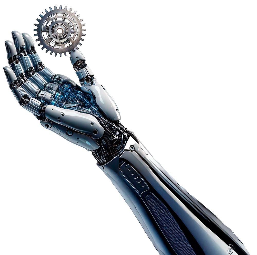 Firefly mano de inteligencia artificial estilo robot realista, automatizando procesos, sobre un fond